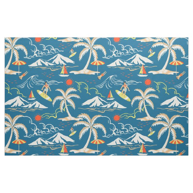 Surfa tropiska öar, tema mönster tyg (Fat Quarter)