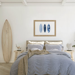 Surfa upp Blå Akvarell Surfbrädor Poster