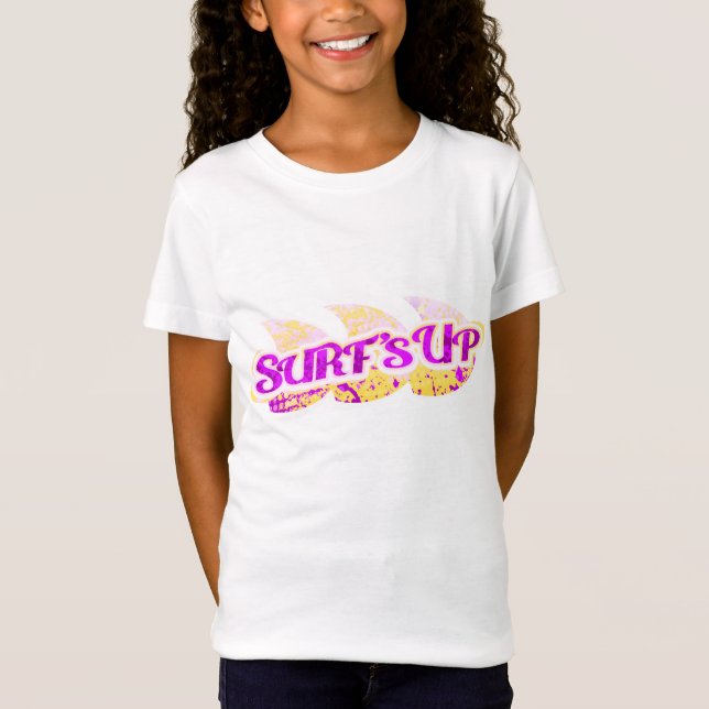 Surfa upp flickor lilor & gultt-skjortan tee (Framsida)