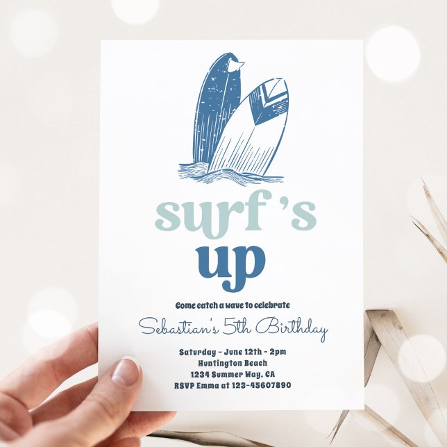 Surfa upp modern Födelsedagsfest för surfboard Inbjudningar (Skapare uppladdad)