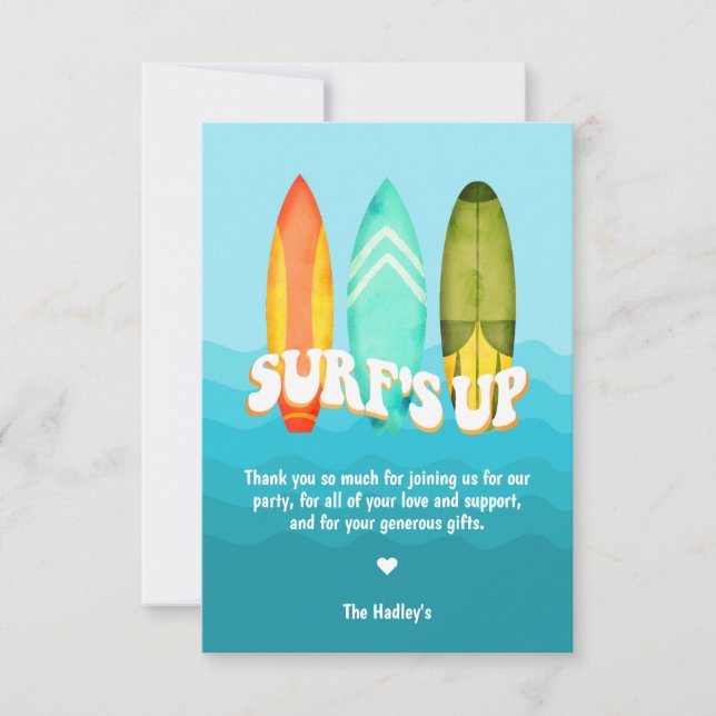 Surfa upp Surfboard Birthday Tack Kort (Framsida)