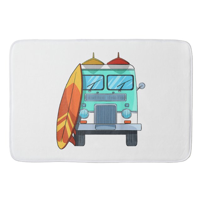 Surfa Van Surfboard Handflatan Träd Surfing Surfer Badrumsmatta (Framsidan)