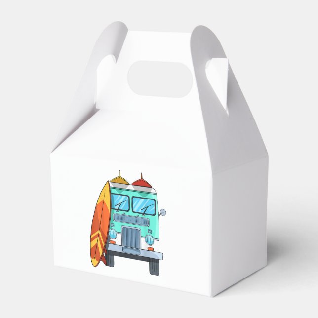 Surfa Van Surfboard Handflatan Träd Surfing Surfer Presentaskar (Framsidan Sidan)