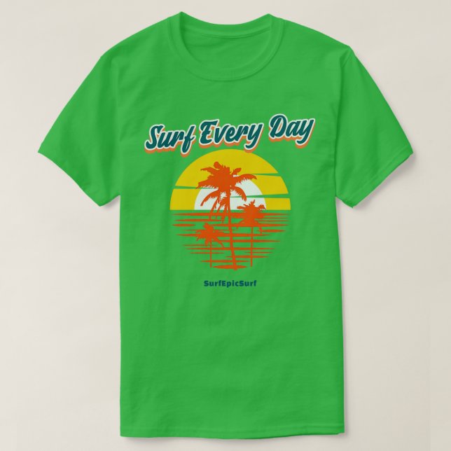 Surfa Varje dag 3 palmtree Infront of Sunset T Shirt (Design framsida)