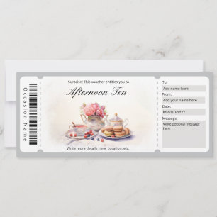 Surfa vattenfärgsmall eftermiddag Tea Voucher Inbjudningar