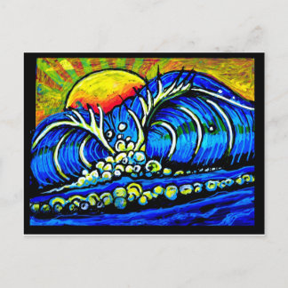 surfa vid solnedgång vykort