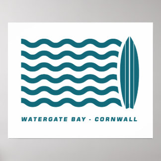 Surfa Watergate Bay i Cornwall Poster
