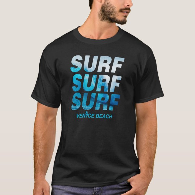Surfa Wave Venice Beach Ocean Surfing California C T Shirt (Framsida)