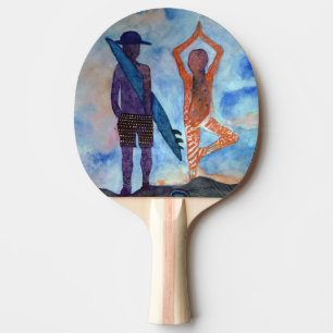 Surfa Yoga Sunset Fairy Teckning Ping Pong Paddle Pingisracket