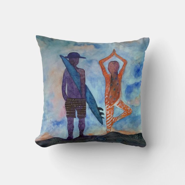 Surfa Yoga Sunset Fairy Teckning Throw Cushion Kudde (Framsida)
