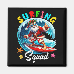 Surfad Squad-jul i juli Santa Hawaiian Roligt Magnet
