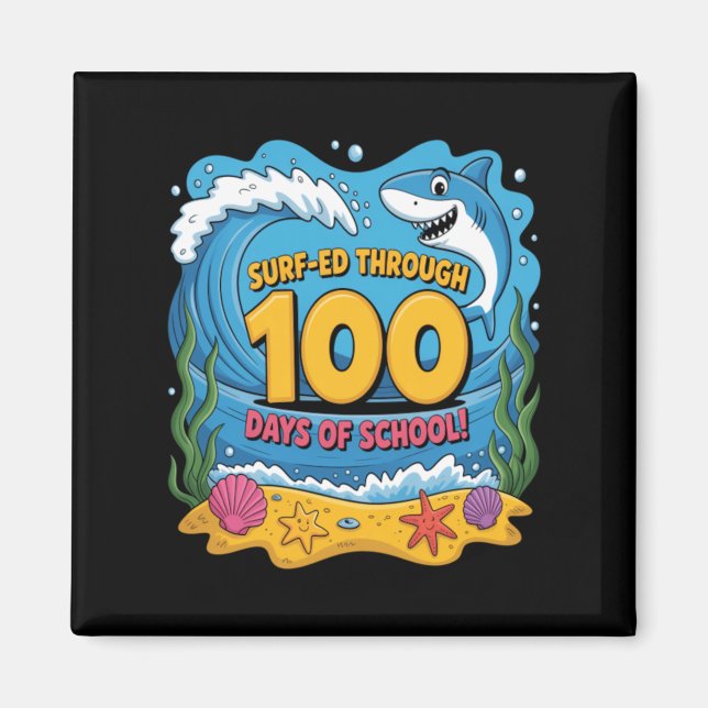 Surfade genom 100 dagar av skolan rolig haj magnet (Framsidan)