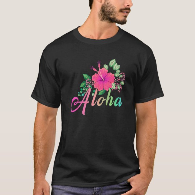 Surfan Aloha Flower Hawaii Hawaii Hawaii T Shirt (Framsida)