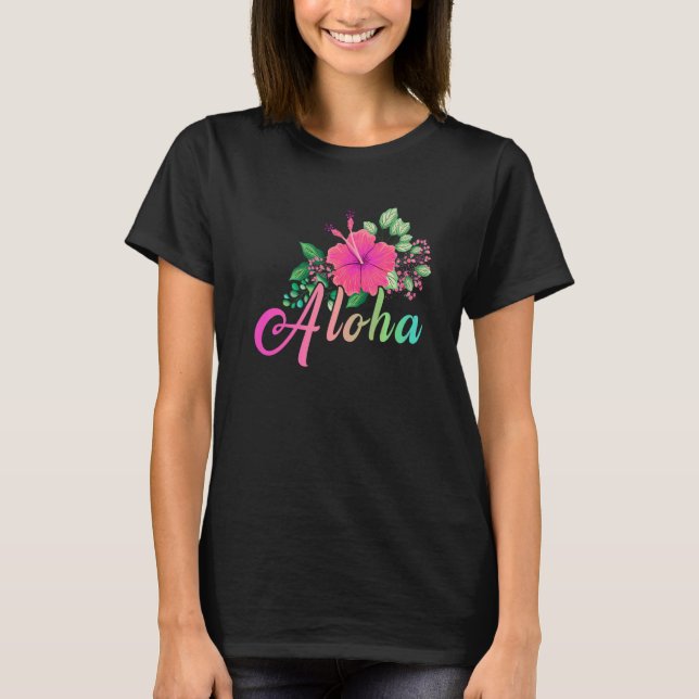Surfan Aloha Flower Hawaii Hawaii Hawaii T Shirt (Framsida)