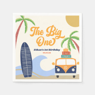 Surfan Big One Beach Blue 1 Birthday Party Pappersservett