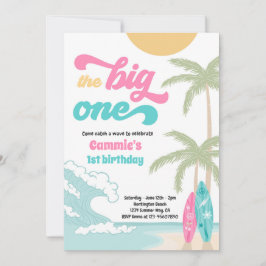 Surfan Big One Retro 1:a födelsedagen Party Inbjudningar