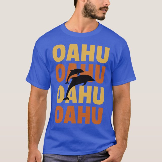 Surfan Stil Oahu Dolphin Watching T Shirt (Framsida)