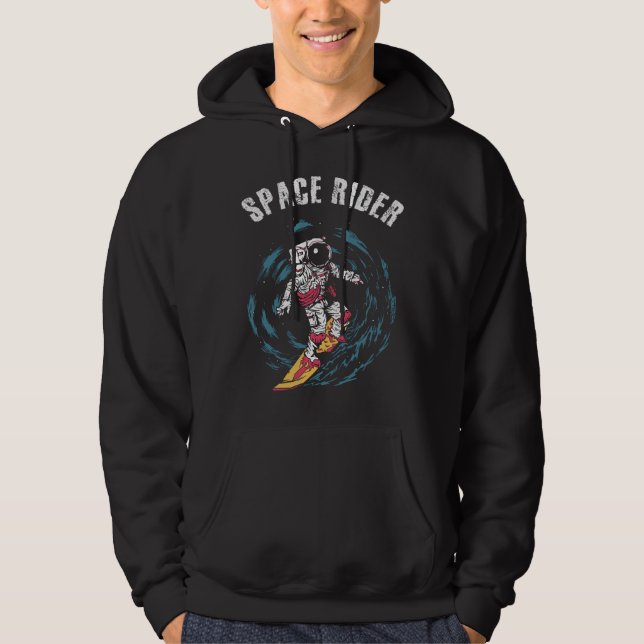 Surfande astronaut rymdåkare surfare hoodie (Framsida)