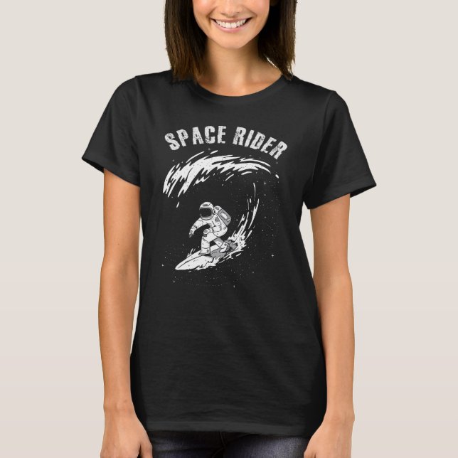 Surfande astronaut rymdåkare t shirt (Framsida)