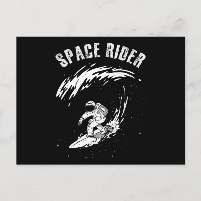 Surfande astronaut rymdåkare vykort (Framsida)