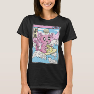 Surfande Axolotl Dricker Nana Mjölk Kawaii Anime V T Shirt