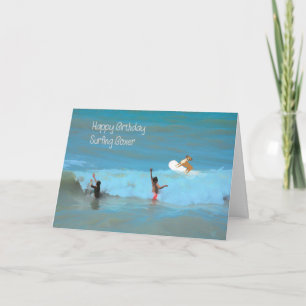 Surfande boxer Pet Birthday Card Kort
