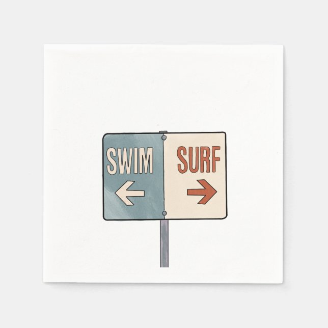 Surfande cocktail-blöjor. Malibu bröllop Pappersservett (Framsidan)