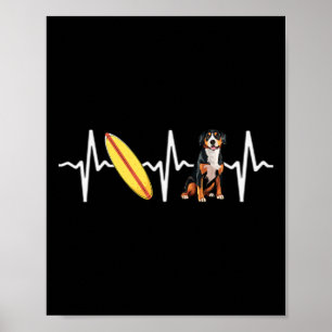 Surfande Entlebucher Mountain Dog Hjärtbanks Hund Poster