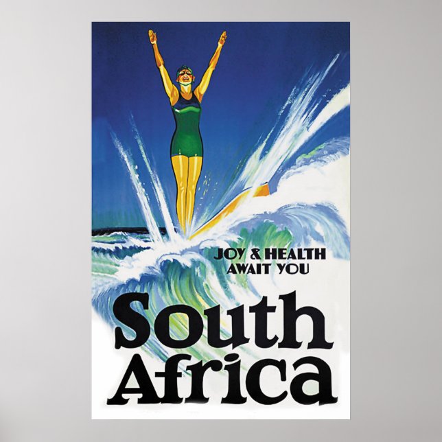 Surfande flicka i Sydafrika Poster (Framsidan)