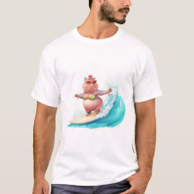 Surfande flodhäst jul bikini flodhäst t-shirt