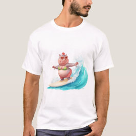 Surfande flodhäst jul bikini flodhäst t-shirt
