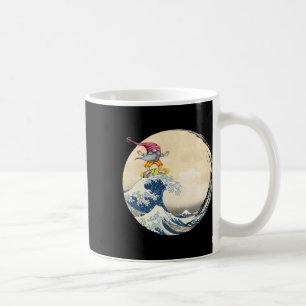 Surfande Gnome Ridning Den Stora Vågen Utanför Kan Kaffemugg