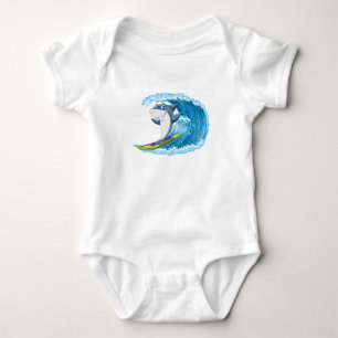 Surfande haj baby bodysuit t shirt