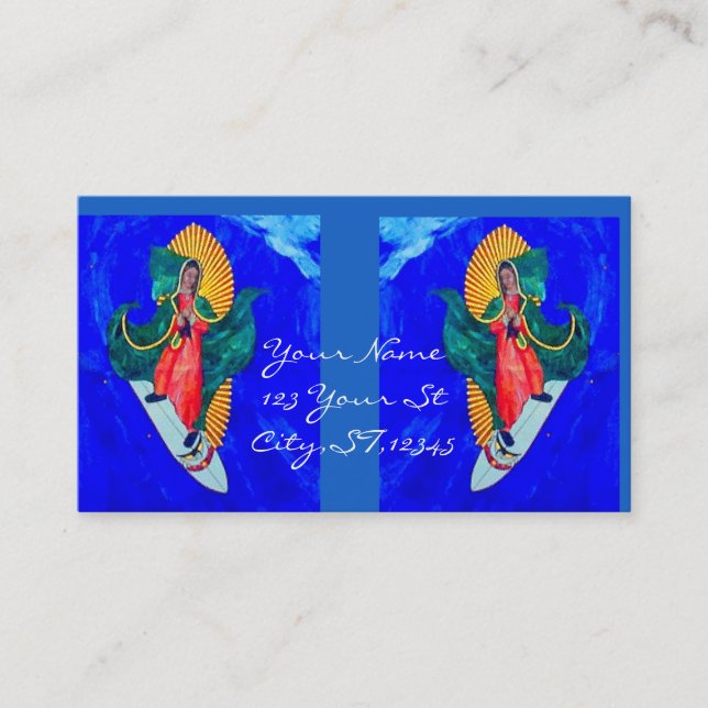 Surfande helgon, affärskort visitkort (Framsida)