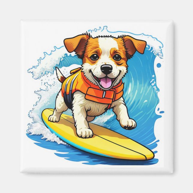 Surfande Hund Magnet (Framsidan)