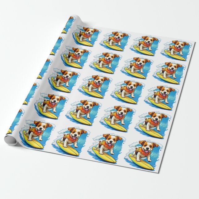 Surfande Hund Presentpapper (Utrullad)