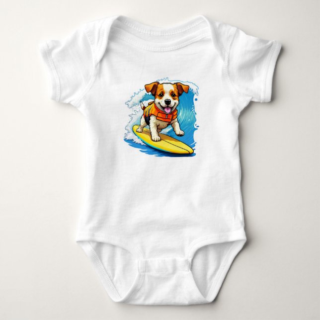 Surfande hund t shirt (Framsida)