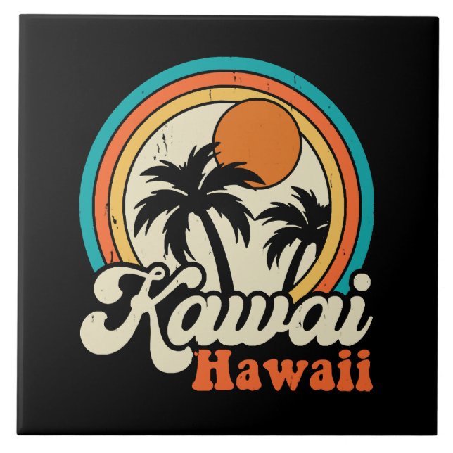 Surfande Kawaii Hawaii Kakelplatta (Framsidan)