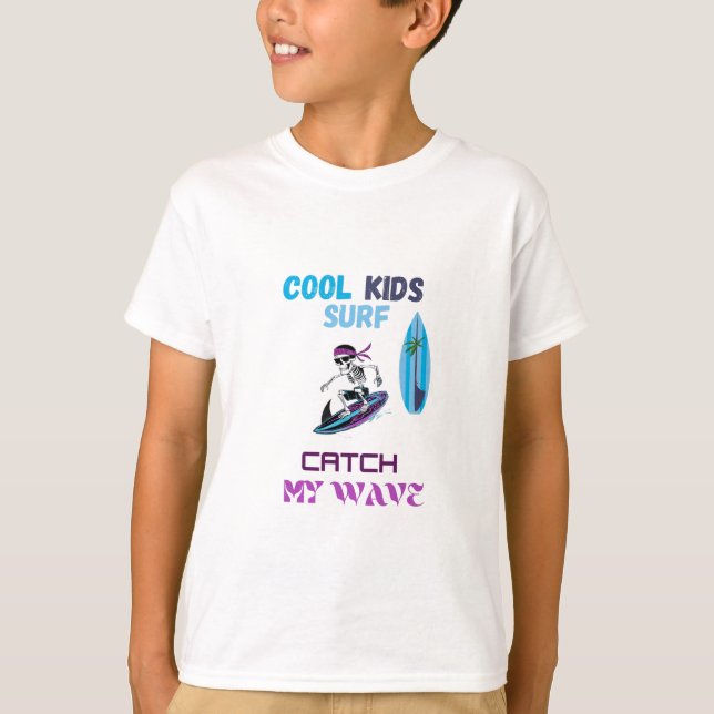 Surfande Kids Shirt Coola Skeleton på ytbord T (Framsida)
