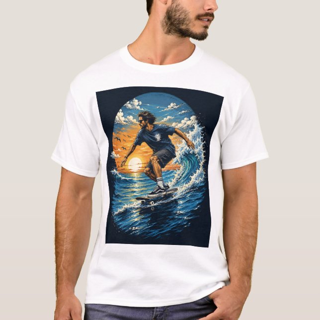 Surfande man på vågorna  t shirt (Framsida)