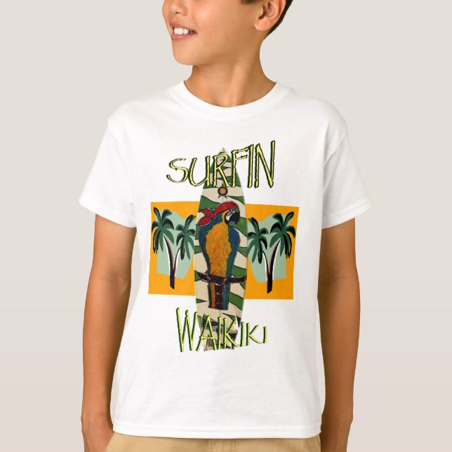 Surfande papegoja t shirt (Framsida)