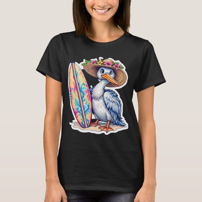 surfande pelikan t shirt (Framsida)
