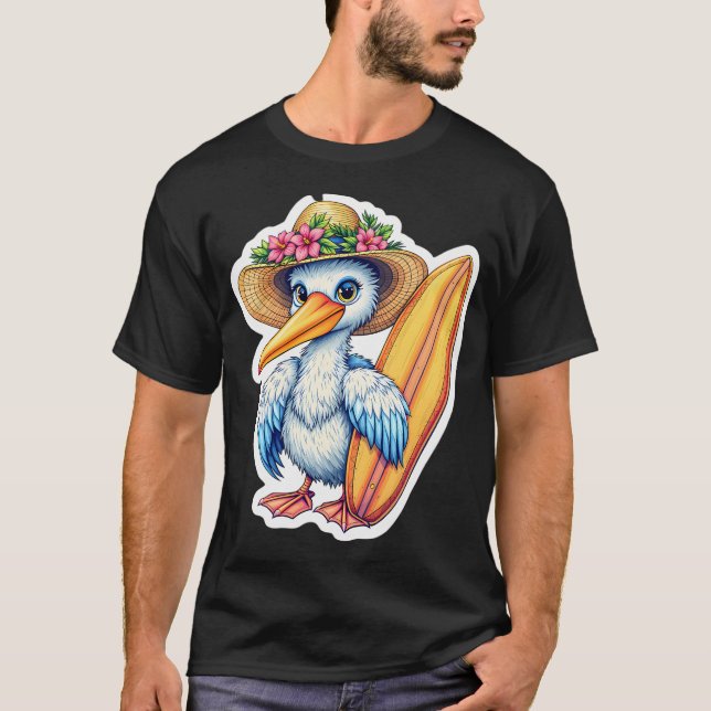 surfande pelikan t shirt (Framsida)