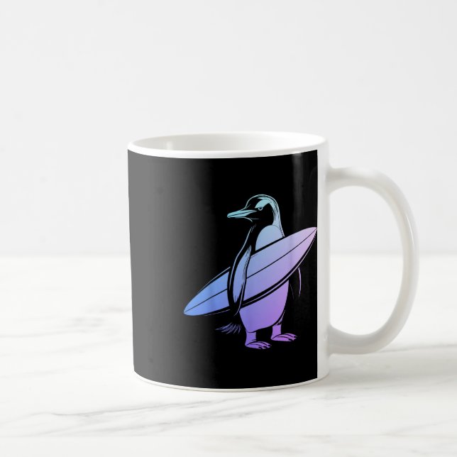 Surfande pingvin surfbräda surfing rolig söt surfa kaffemugg (Höger)