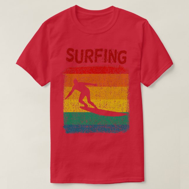Surfande retrotryckt utseende surfbordning t shirt (Design framsida)
