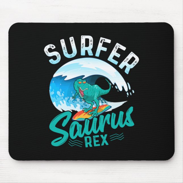 Surfande Saurus Rex Surfande Dinosaurie Surf Dino  Musmatta (Framsidan)