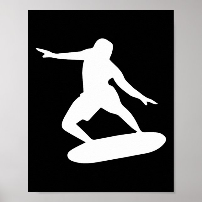 Surfande silhuett Cool Surfar Vågkonst  Poster (Framsidan)