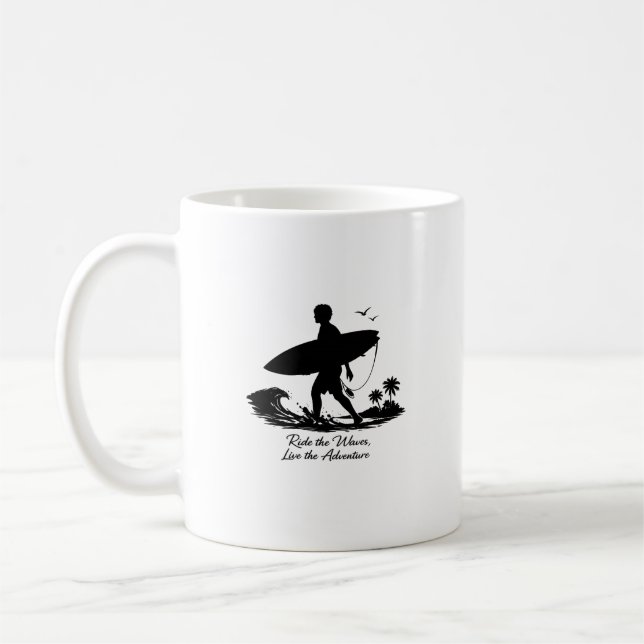 Surfande silhuett Rid vågorna Äventyrsdesign Kaffemugg (Vänster)