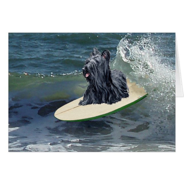 Surfande Skye Terrier Hälsningskort (Framsidan Horizontal)