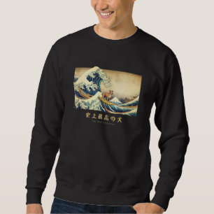 Surfande Staffordshire Bullterrier Kanagawa-våg J Lång Ärmad Tröja